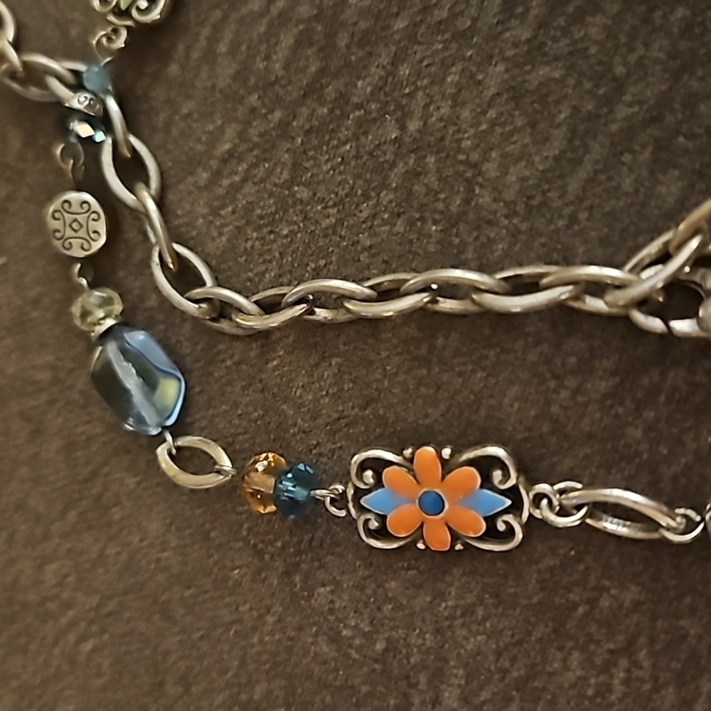 BRIGHTON Long Two-sided Floral Tile Chain Sun Joy Station Necklace - Picture 3 of 10